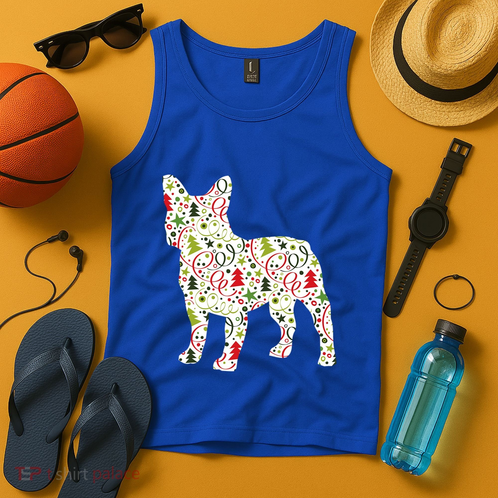 Christmas French Bulldog Dog Wrapping Paper Gift Tank Top