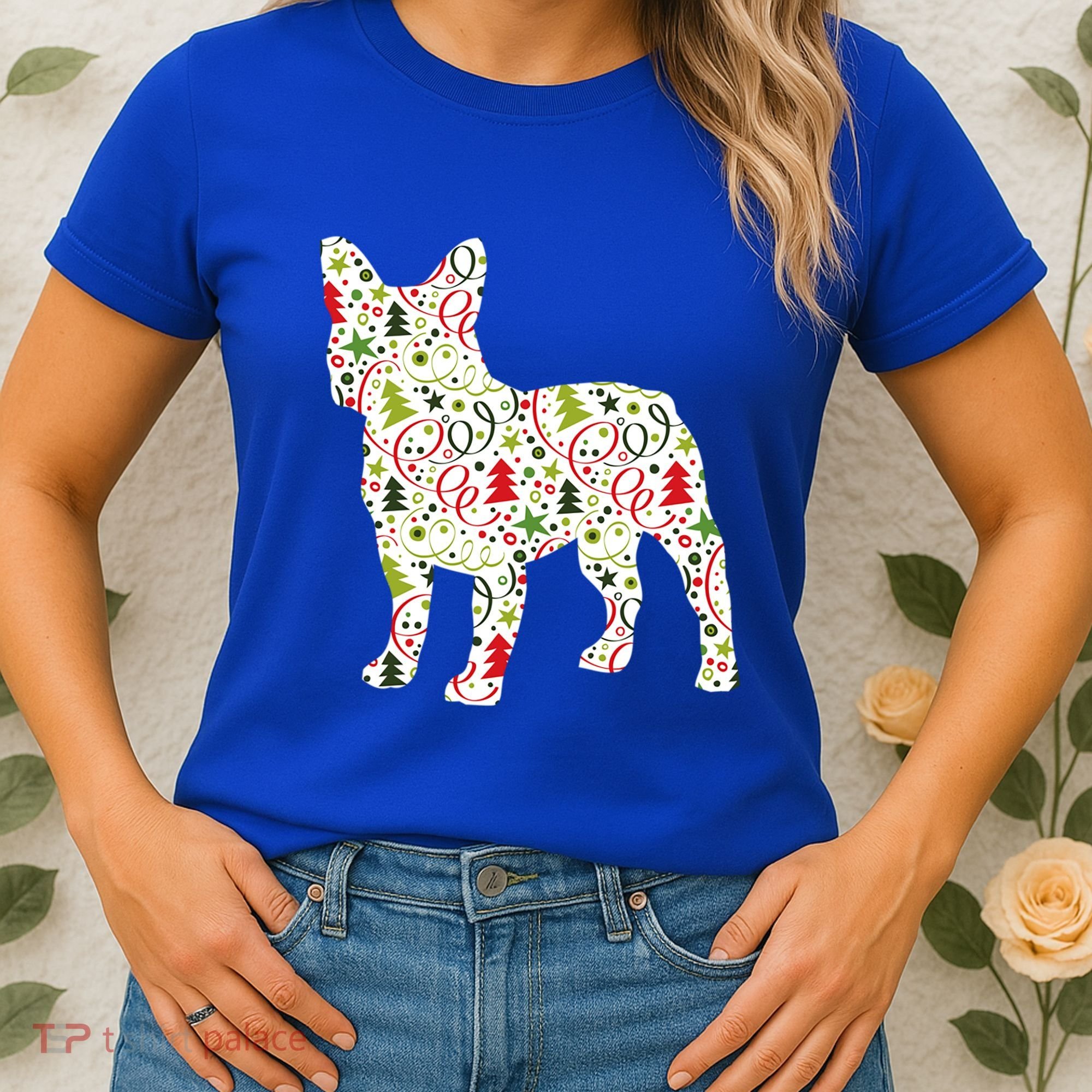 Christmas French Bulldog Dog Wrapping Paper Gift Women's T-Shirt