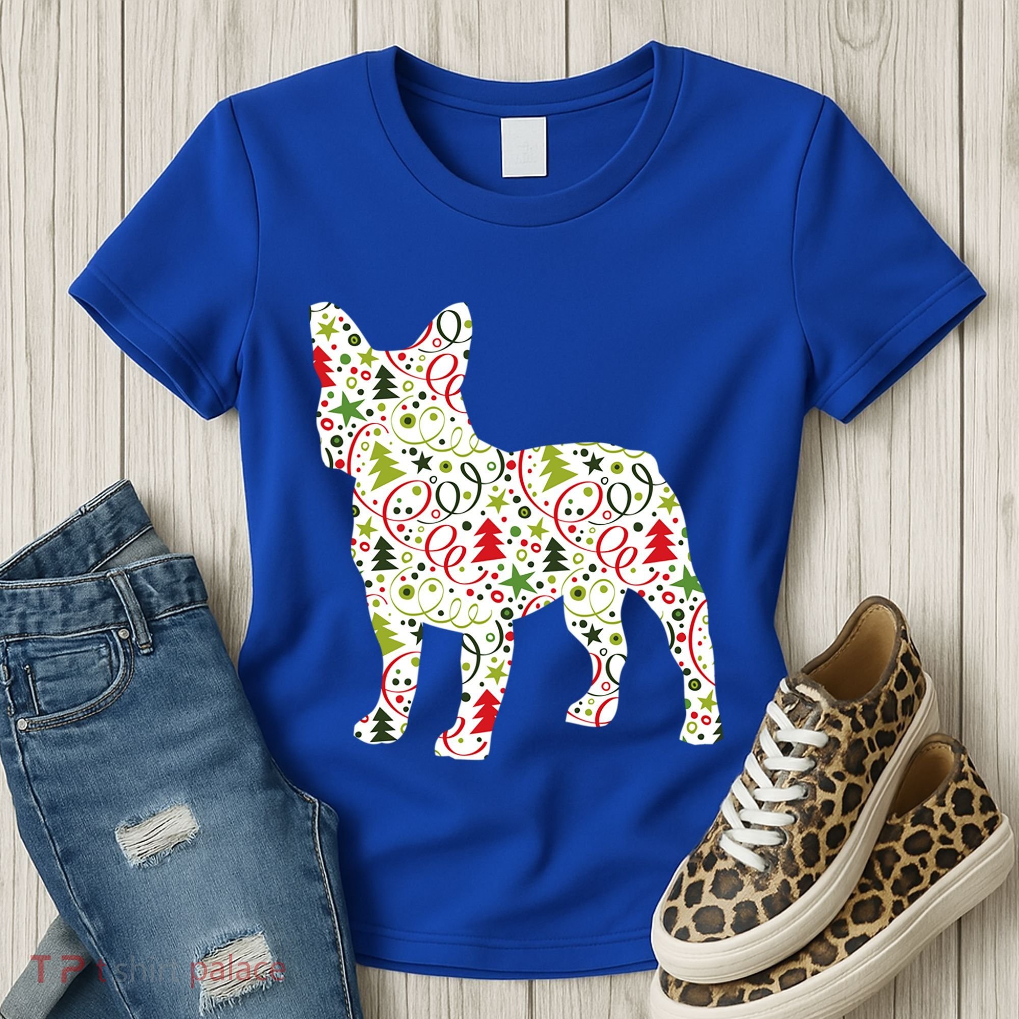 Christmas French Bulldog Dog Wrapping Paper Gift Women's T-Shirt
