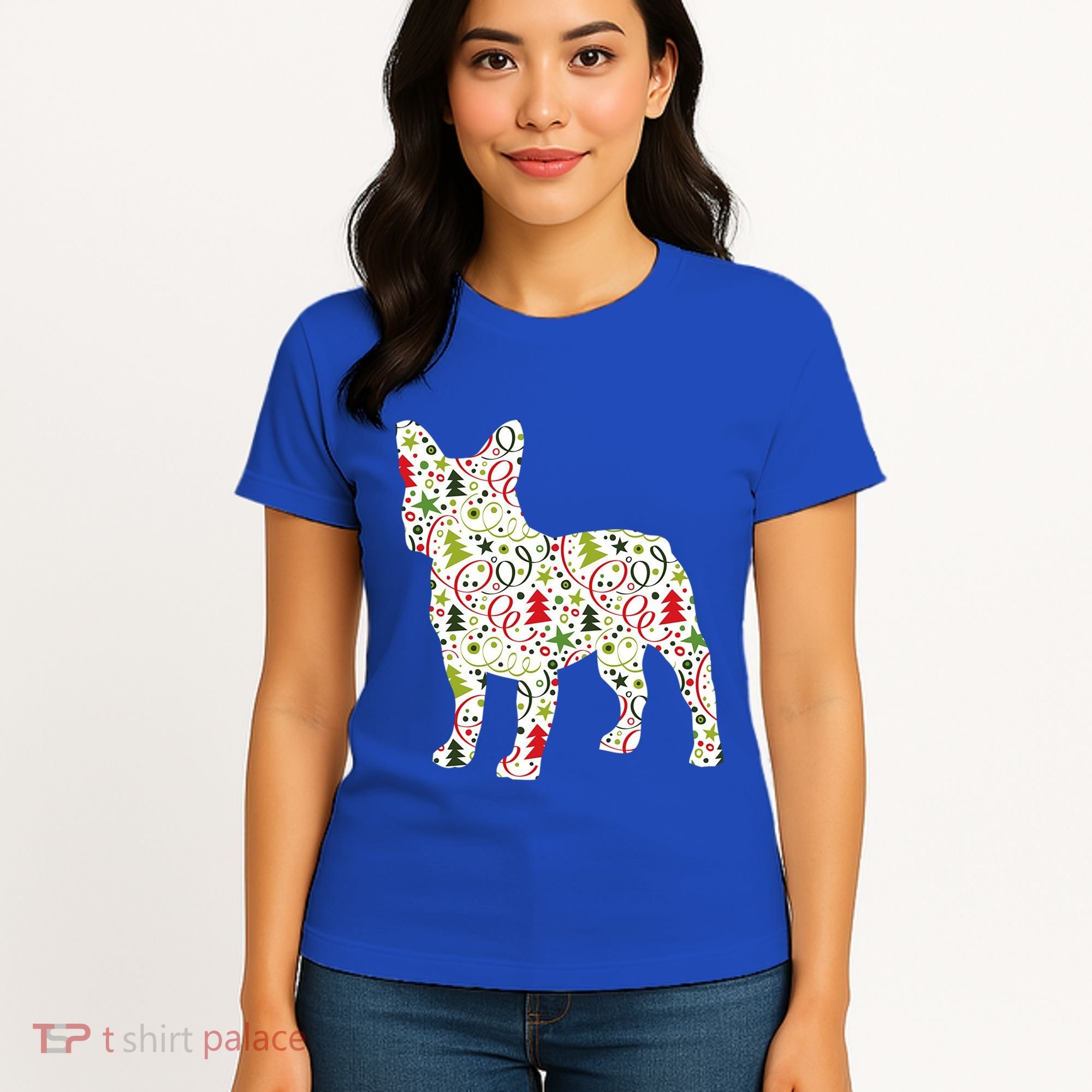 Christmas French Bulldog Dog Wrapping Paper Gift Women's T-Shirt