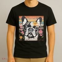 Cute French Bulldog Owner Rustic Floral Art Dog Lover Gift T-Shirt thumb 3