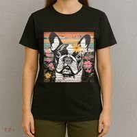 Cute French Bulldog Owner Rustic Floral Art Dog Lover Gift T-Shirt thumb 4