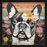 Cute French Bulldog Owner Rustic Floral Art Dog Lover Gift T-Shirt thumb 7