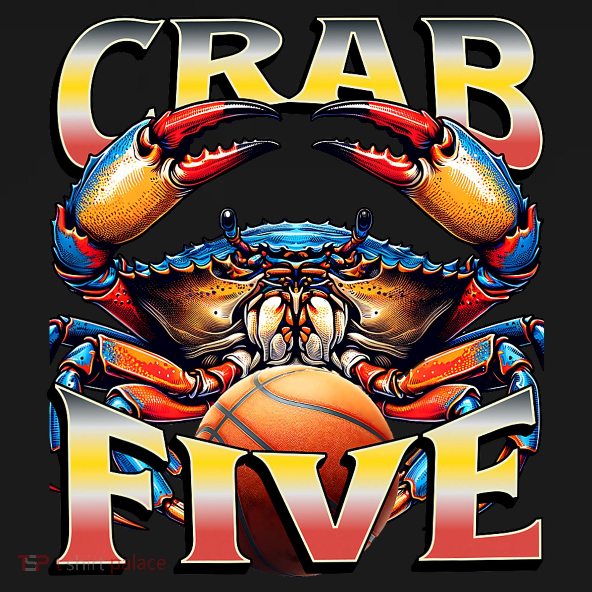 Crab Five Basketball, Maryland Blue Crab, State Flag Colors T-Shirt