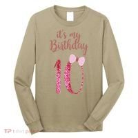 Cute Funny Birthday Girl Cute It's My 10th Birthday 10 Years Old Long Sleeve Shirt thumb 0