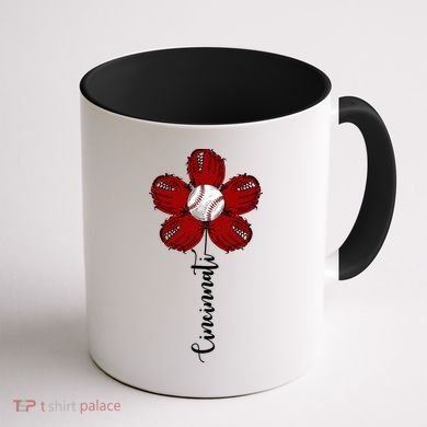 Cincinnati Flower Baseball Coffee Mug back