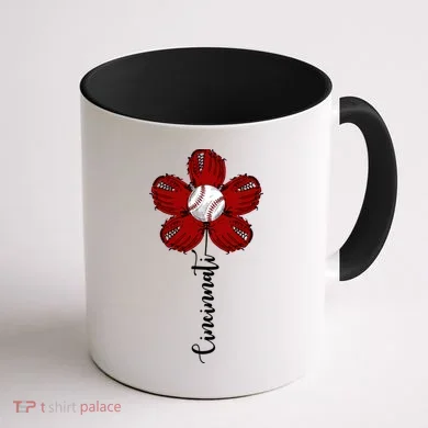Cincinnati Flower Baseball Coffee Mug back