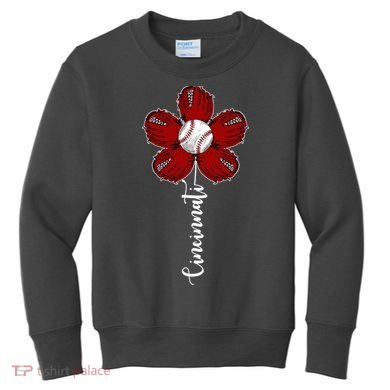 Cincinnati Flower Baseball Kids Sweatshirt