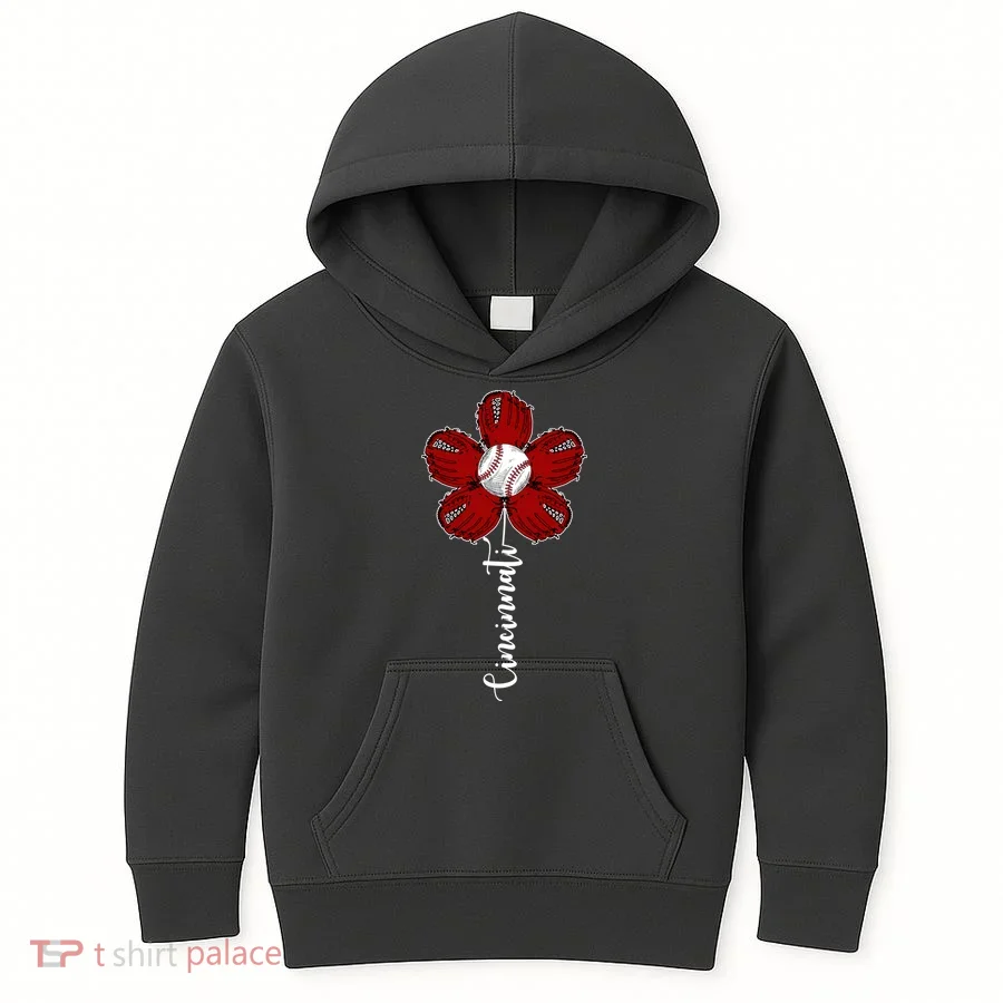 Cincinnati Flower Baseball Kids Hoodie