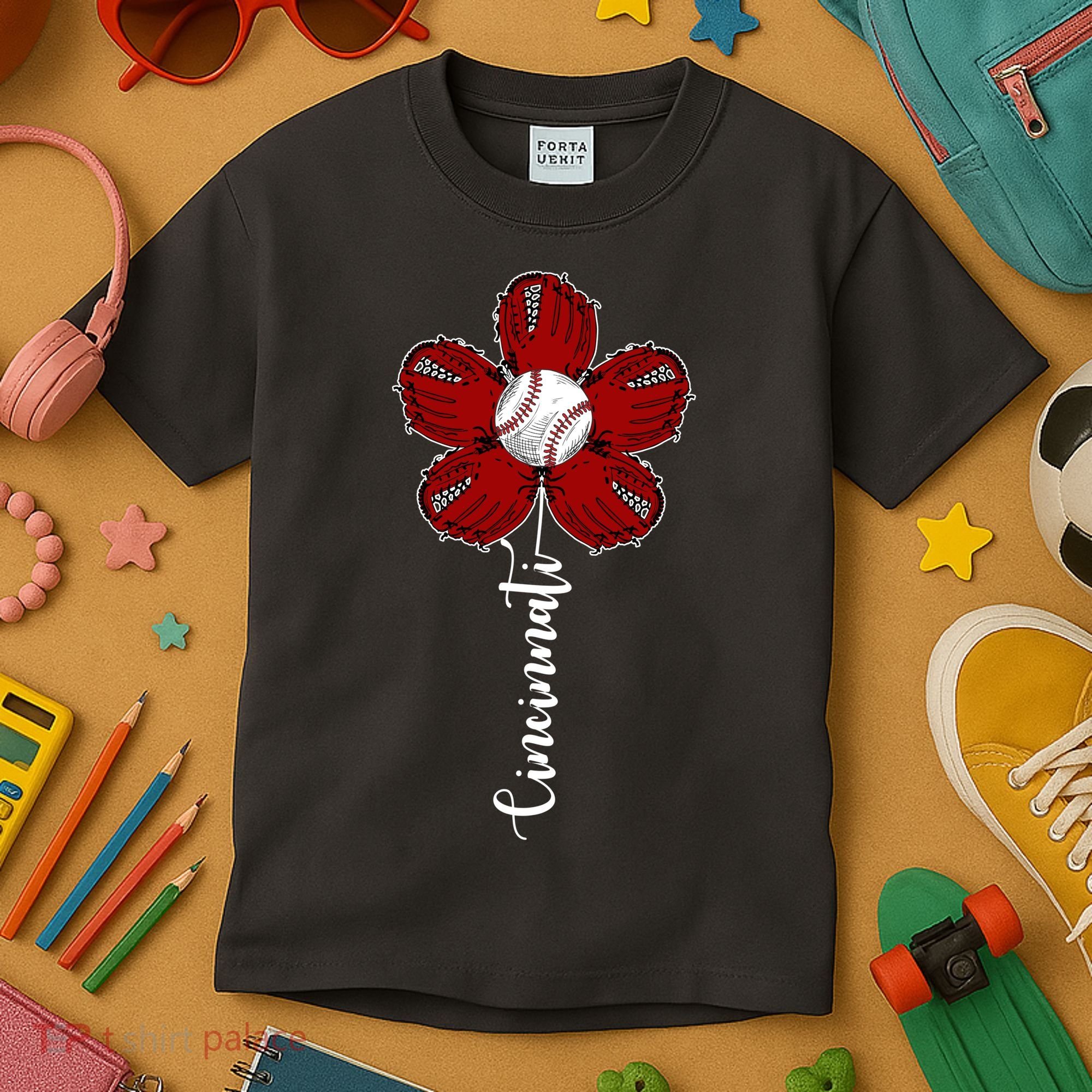 Cincinnati Flower Baseball Kids T-Shirt