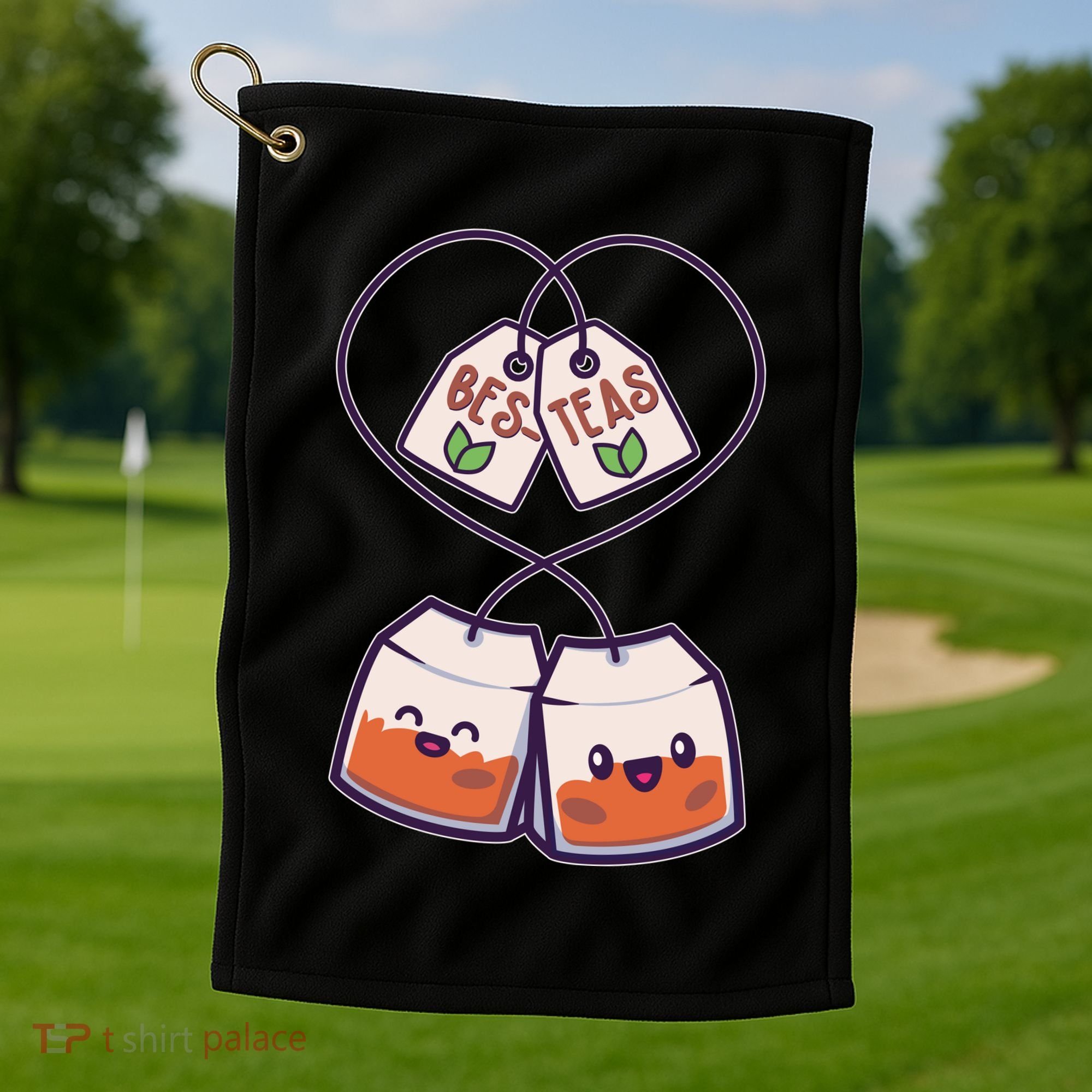 Cute Funny BesTeas Best Friend Tea Bags Golf Towel