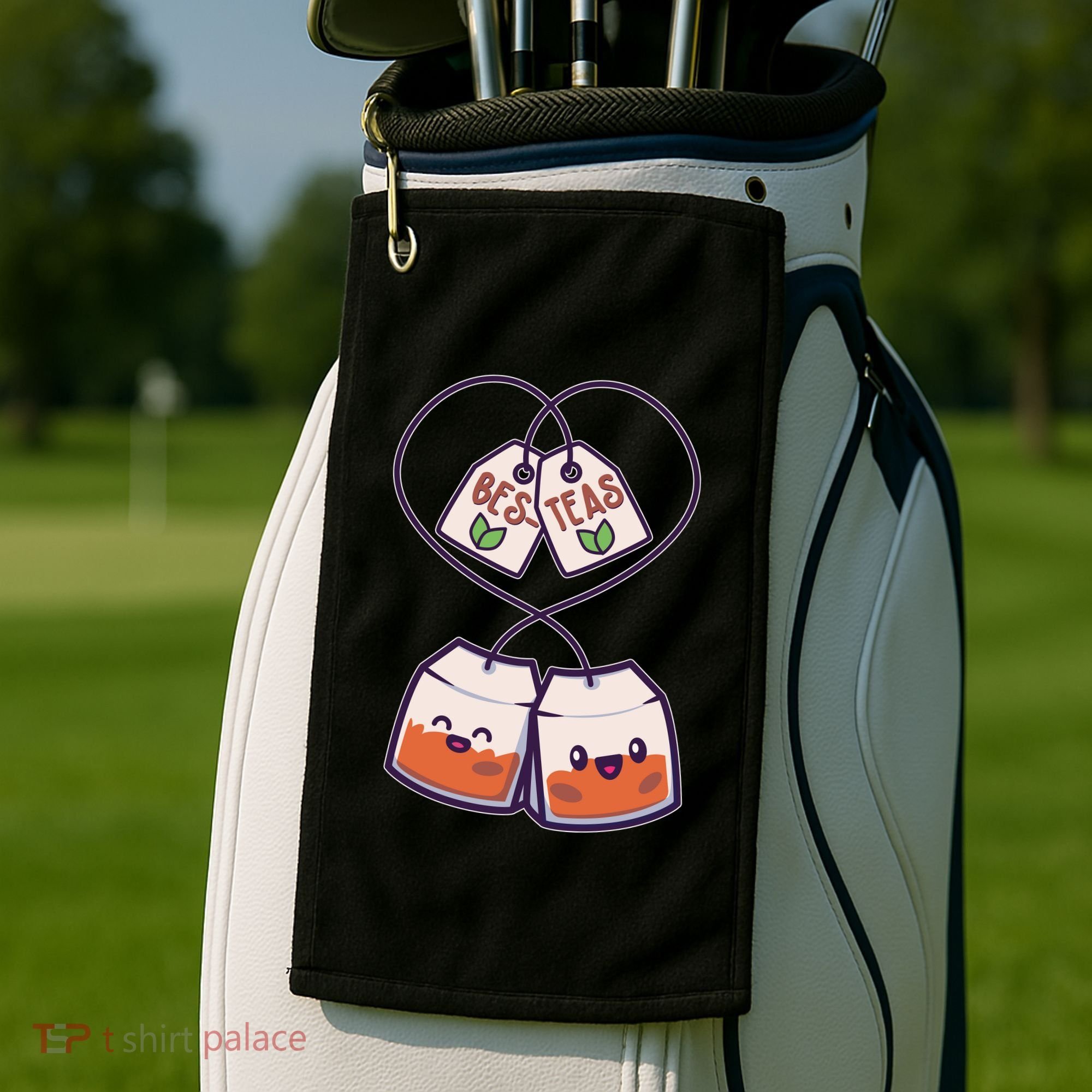 Cute Funny BesTeas Best Friend Tea Bags Golf Towel