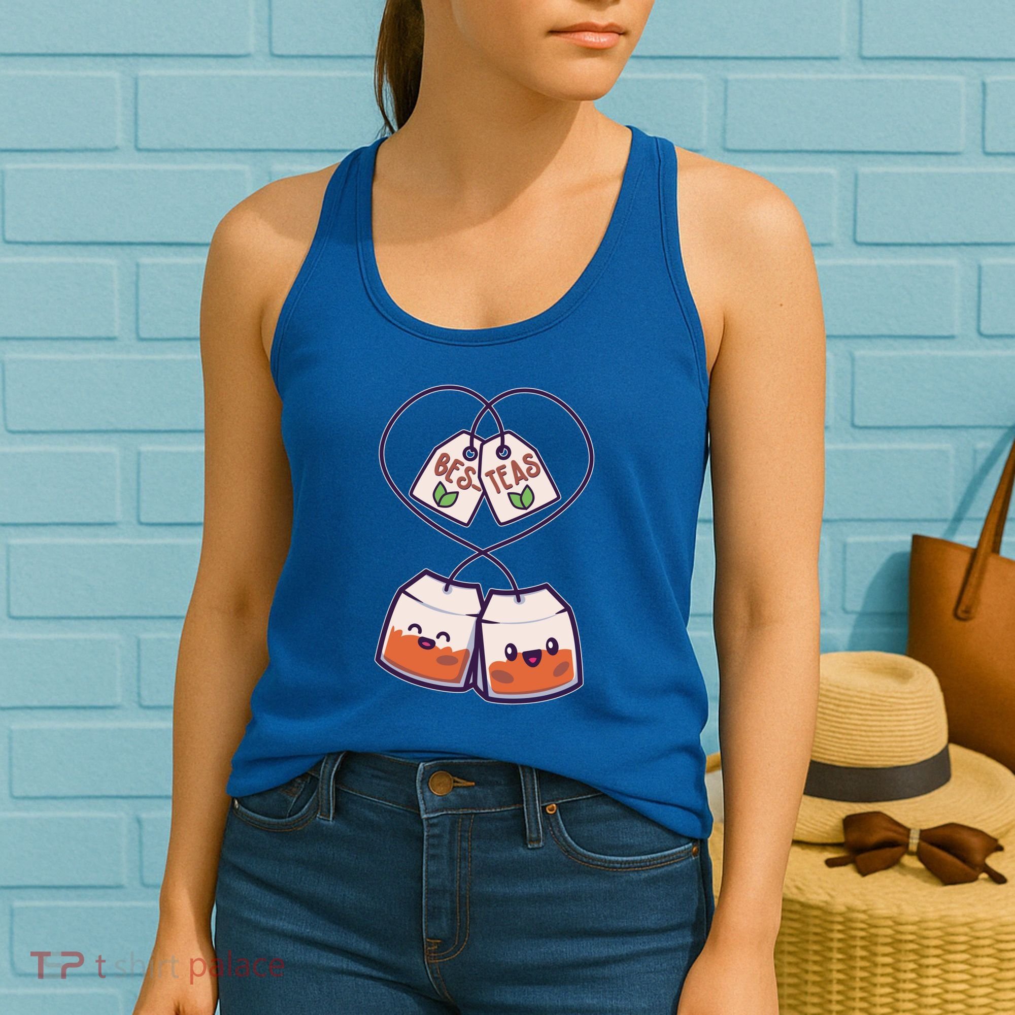 Cute Funny BesTeas Best Friend Tea Bags Women's Tank Top