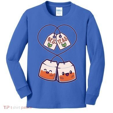 Cute Funny BesTeas Best Friend Tea Bags Kids Long Sleeve Shirt