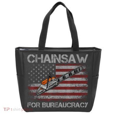 Chainsaw For Bureaucracy American Flag Chainsaw Tote Bag
