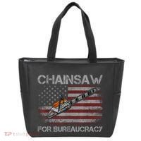 Chainsaw For Bureaucracy American Flag Chainsaw Tote Bag thumb 0