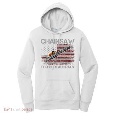 Chainsaw For Bureaucracy American Flag Chainsaw Women's Hoodie