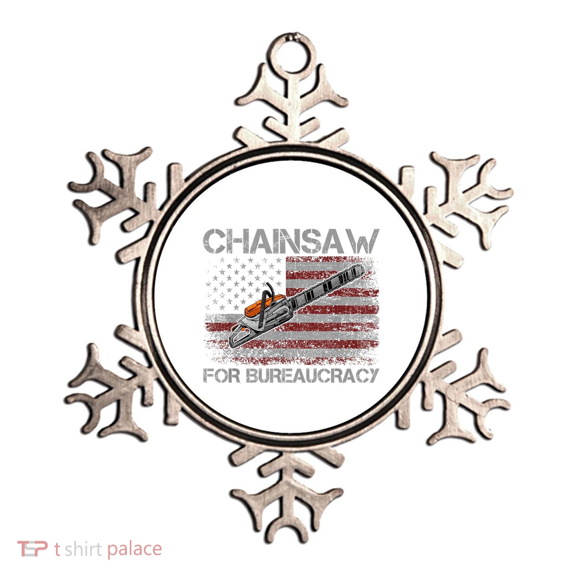 Chainsaw For Bureaucracy American Flag Chainsaw Ornament