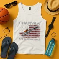 Chainsaw For Bureaucracy American Flag Chainsaw Tank Top thumb 4