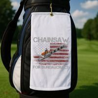Chainsaw For Bureaucracy American Flag Chainsaw Golf Towel thumb 2