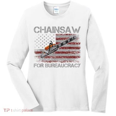 Chainsaw For Bureaucracy American Flag Chainsaw Women's Long Sleeve Shirt