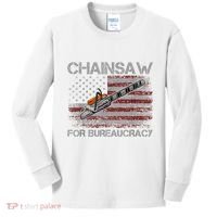 Chainsaw For Bureaucracy American Flag Chainsaw Kids Long Sleeve Shirt thumb 0