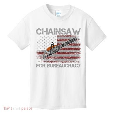 Chainsaw For Bureaucracy American Flag Chainsaw Kids T-Shirt