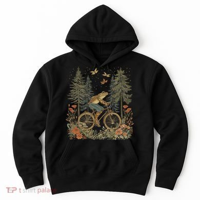 Cottagecore Frog Bicycle Funny Aesthetic Wildflower Hoodie
