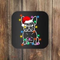 Cute French Bulldog Christmas Lights Coaster thumb 0