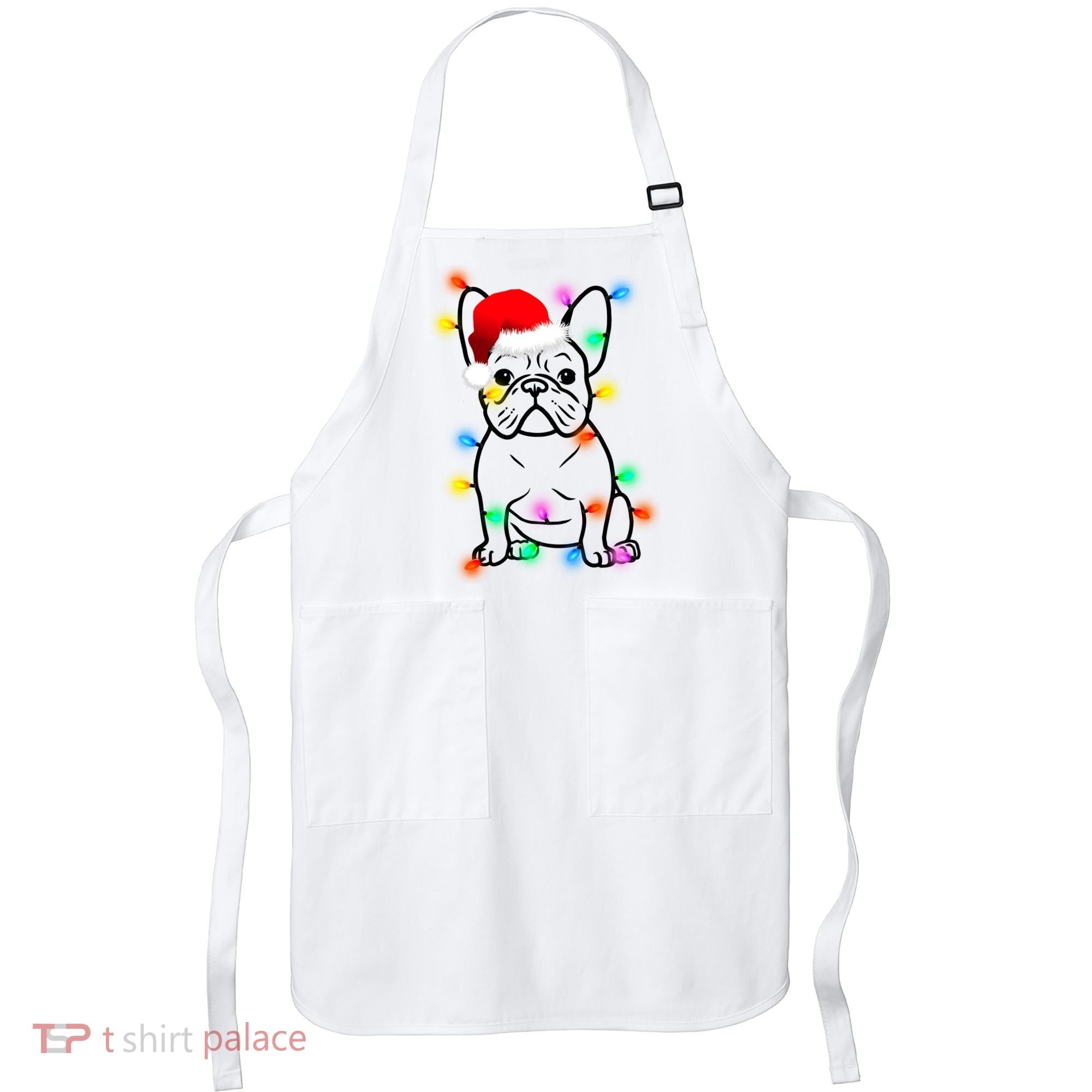 Cute French Bulldog Christmas Lights Apron