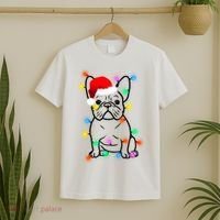 Cute French Bulldog Christmas Lights T-Shirt thumb 2