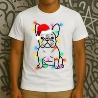 Cute French Bulldog Christmas Lights T-Shirt thumb 3