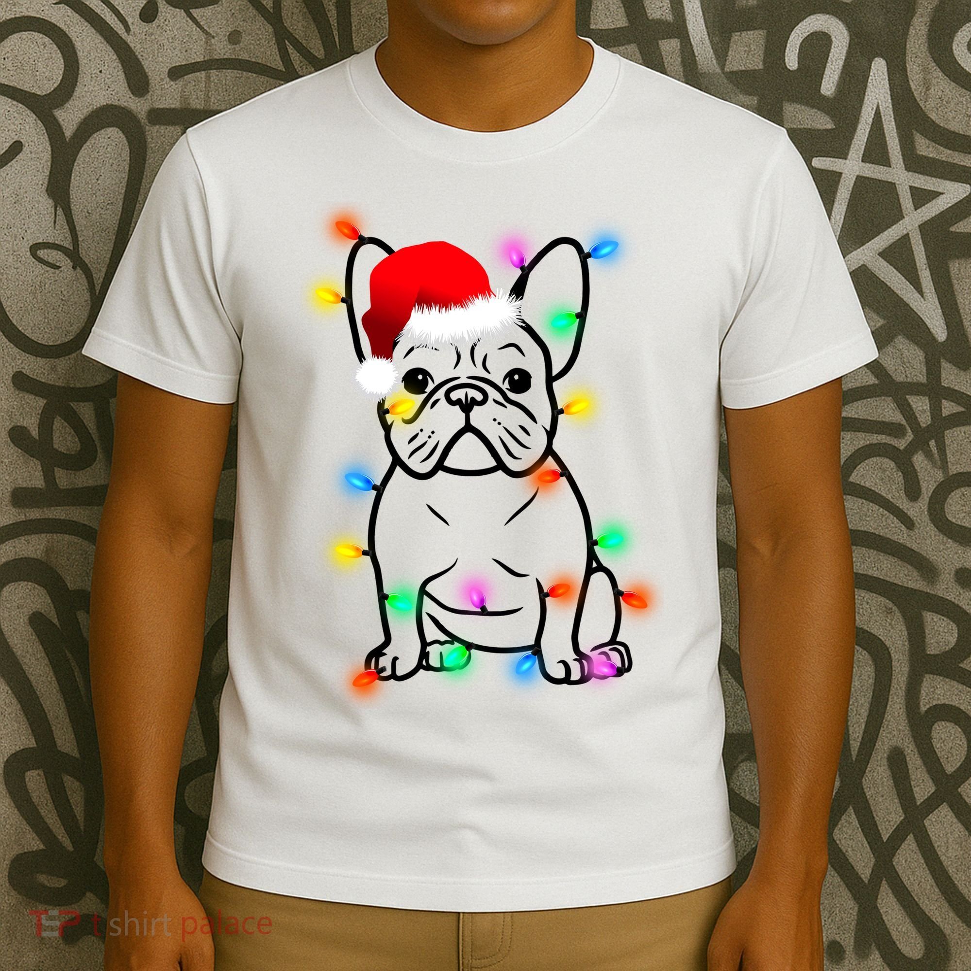 Cute French Bulldog Christmas Lights T-Shirt