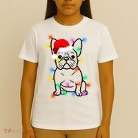 Cute French Bulldog Christmas Lights T-Shirt thumb 4