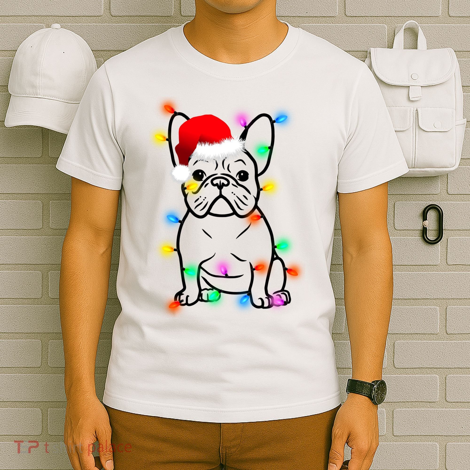 Cute French Bulldog Christmas Lights T-Shirt