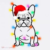 Cute French Bulldog Christmas Lights T-Shirt thumb 7