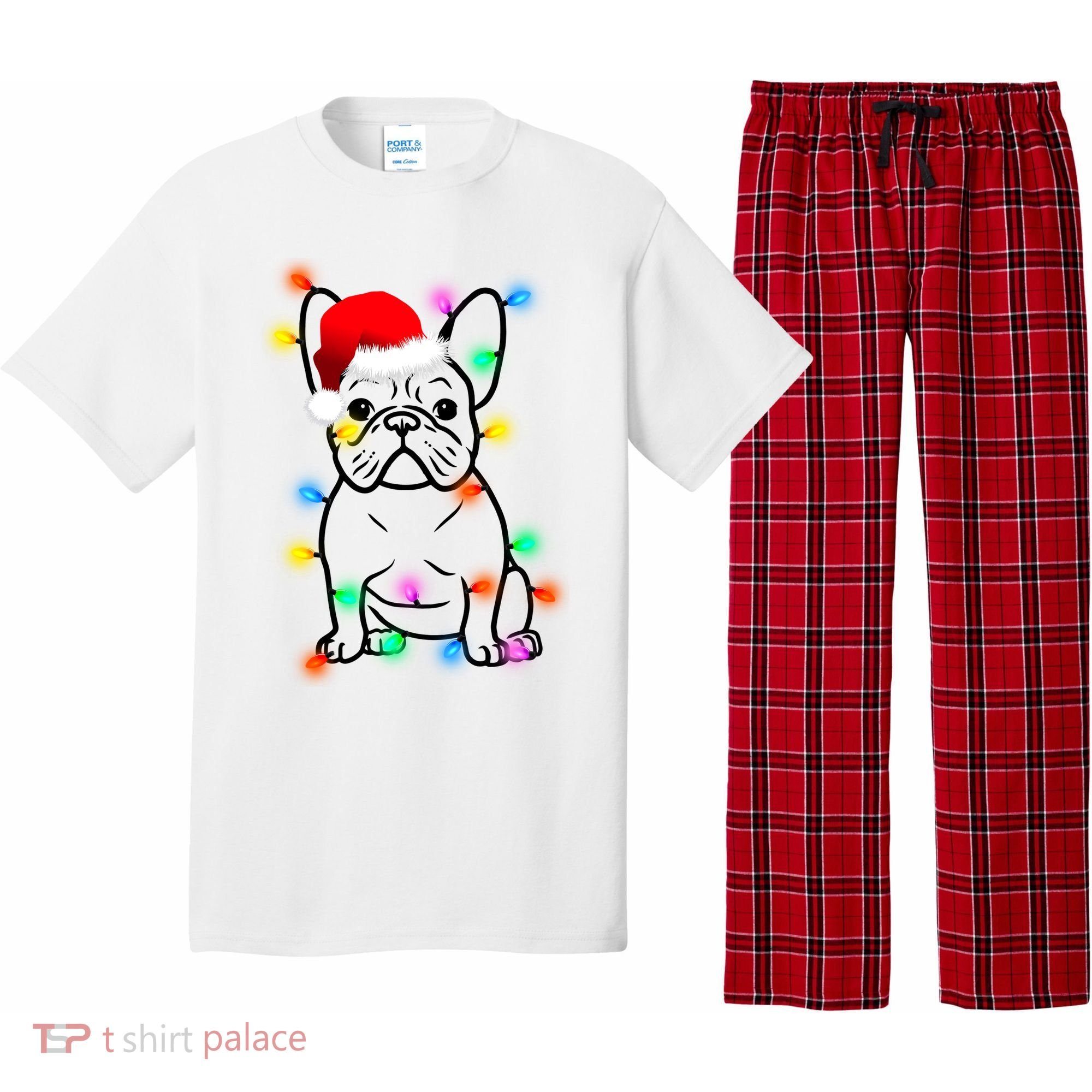 Cute French Bulldog Christmas Lights Pajama Set