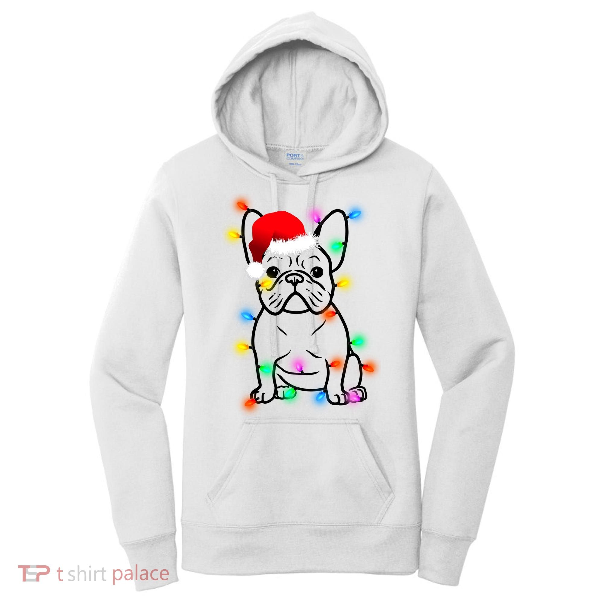 Cute French Bulldog Christmas Lights Women's Hoodie