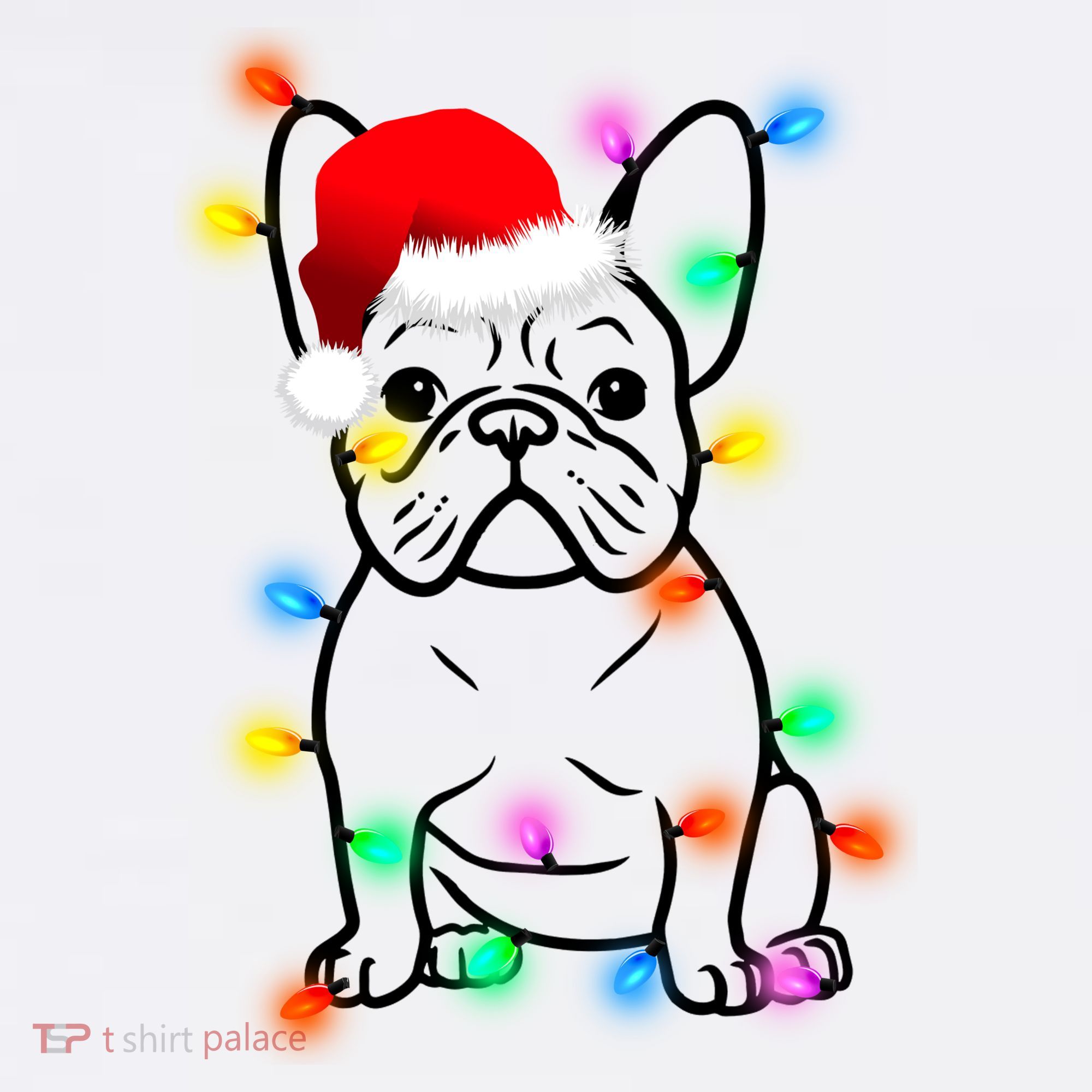 Cute French Bulldog Christmas Lights Women's Hoodie