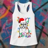 Cute French Bulldog Christmas Lights Women's Tank Top thumb 3