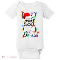 Cute French Bulldog Christmas Lights Baby Bodysuit thumb 0
