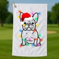 Cute French Bulldog Christmas Lights Golf Towel thumb 1