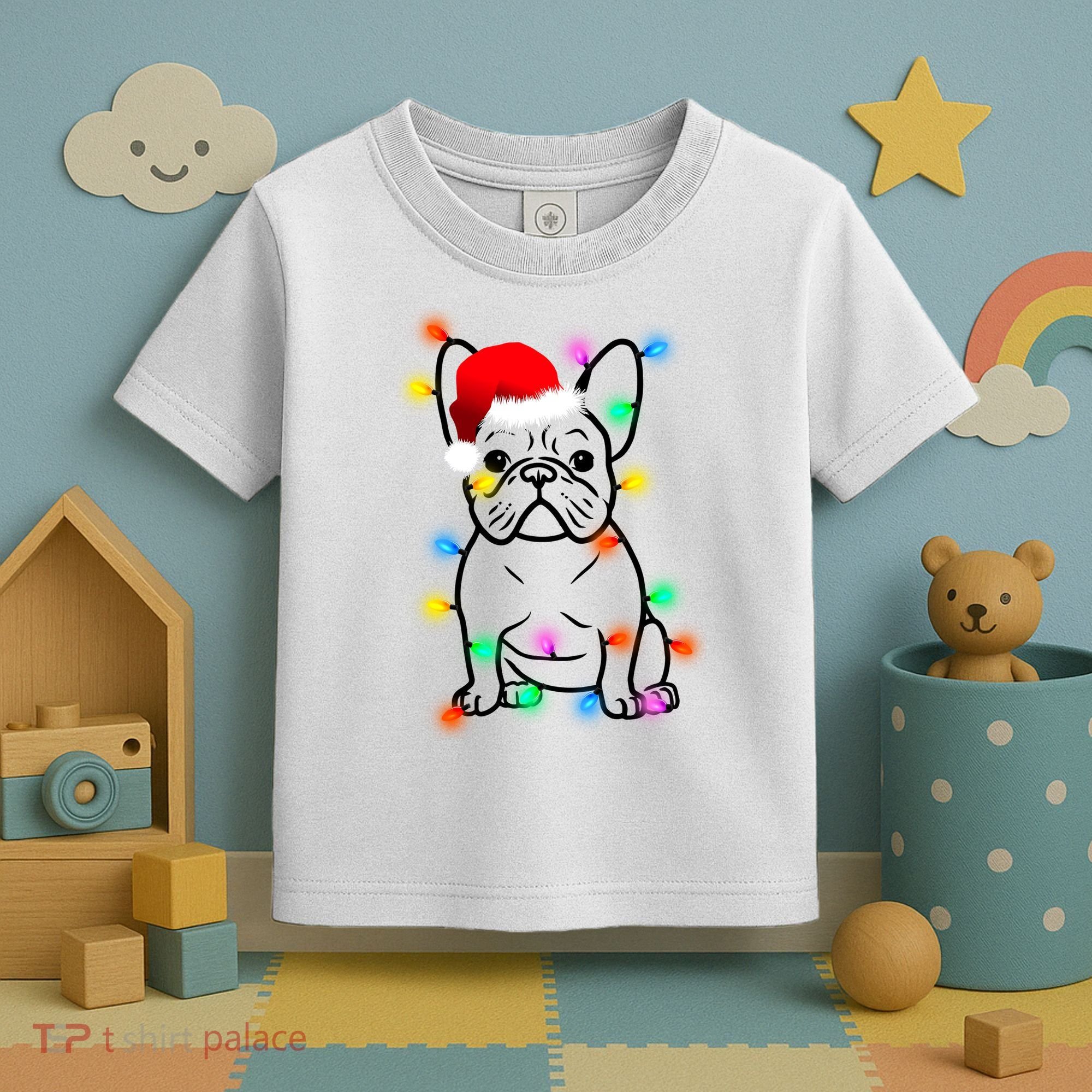 Cute French Bulldog Christmas Lights Toddler T-Shirt