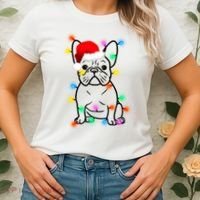 Cute French Bulldog Christmas Lights Women's T-Shirt thumb 2
