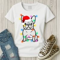 Cute French Bulldog Christmas Lights Women's T-Shirt thumb 3