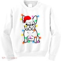 Cute French Bulldog Christmas Lights Kids Sweatshirt thumb 0