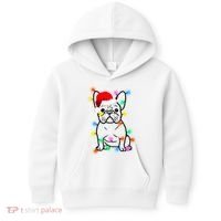 Cute French Bulldog Christmas Lights Kids Hoodie thumb 0