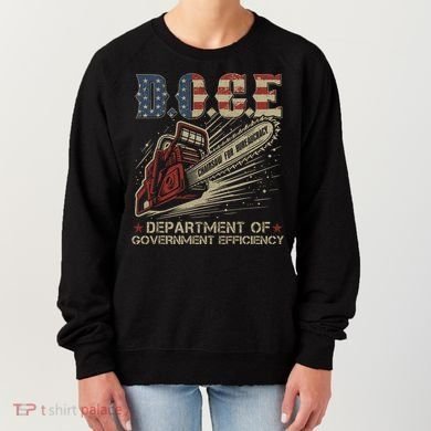 Chainsaw For Bureaucracy Funny D.O.G.E Doge Usa Flag Women's Sweatshirt