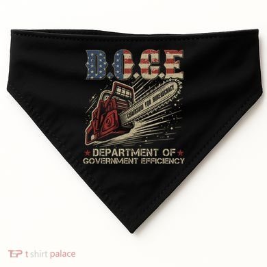 Chainsaw For Bureaucracy Funny D.O.G.E Doge Usa Flag USA-Made Doggie Bandana