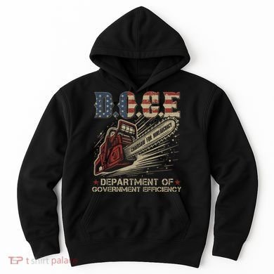 Chainsaw For Bureaucracy Funny D.O.G.E Doge Usa Flag Hoodie